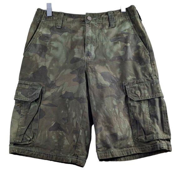 Gap Woodland Camo Cargo Shorts Mens 28 Green Brown Black Hunting Outdoor Hiking - Picture 1 of 14